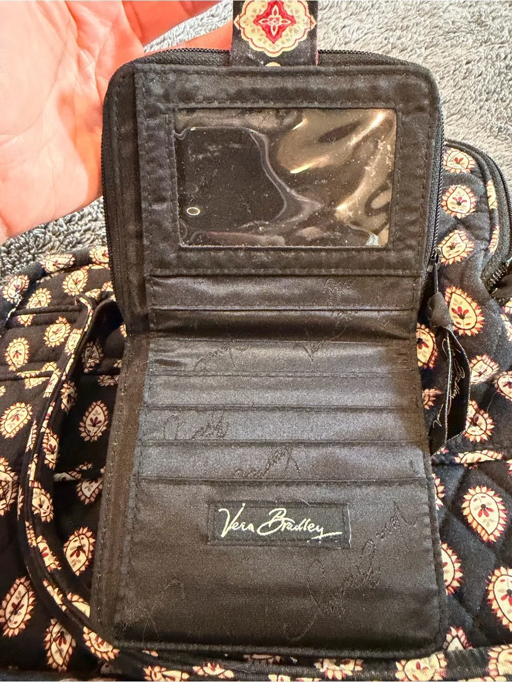 Quilted Black Paisley Tote Set - Travel Bag with Accessories